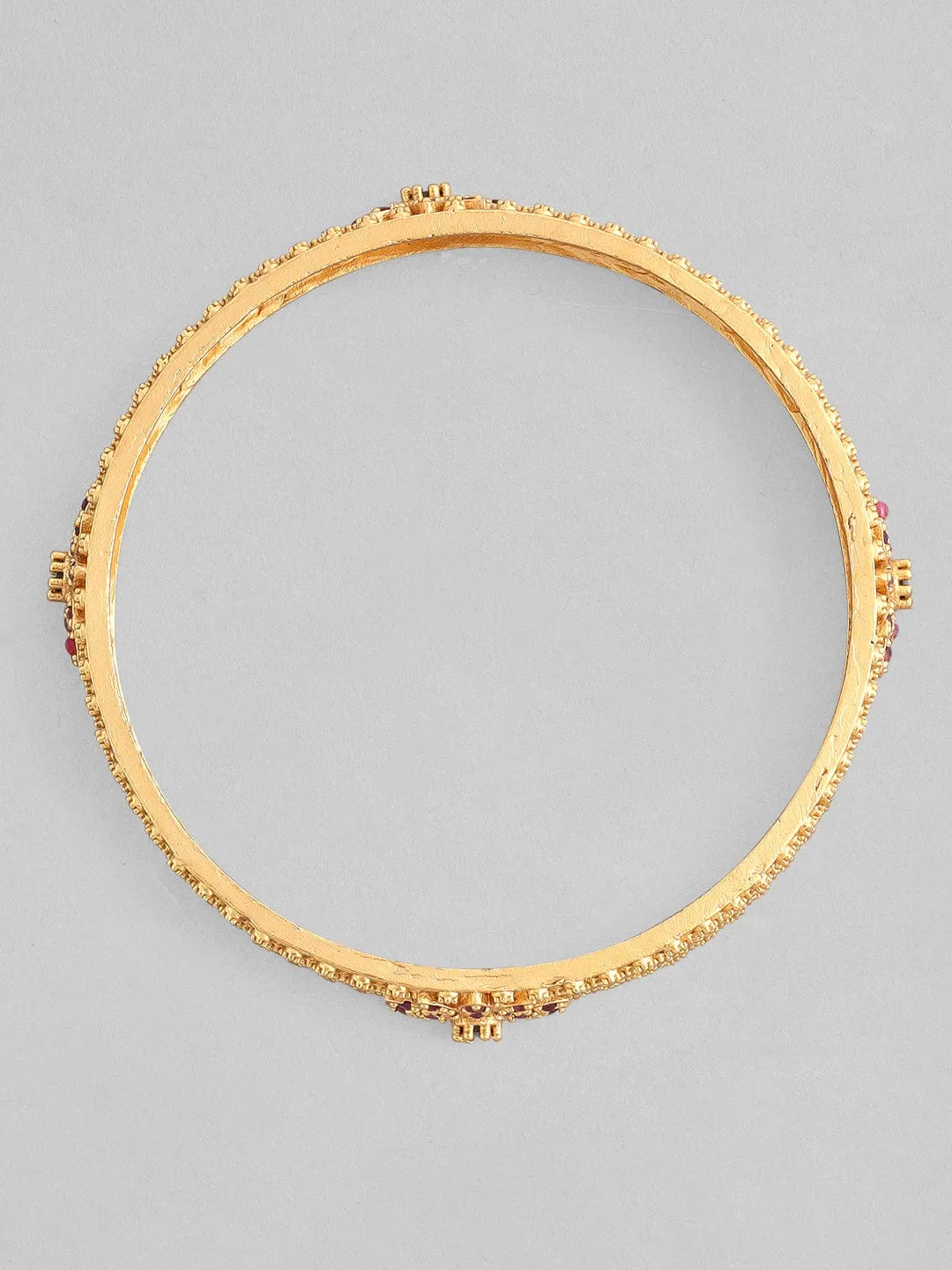 Rubans 22K Gold Plated Handcrafted Pink & Green Stone Studded Bangle