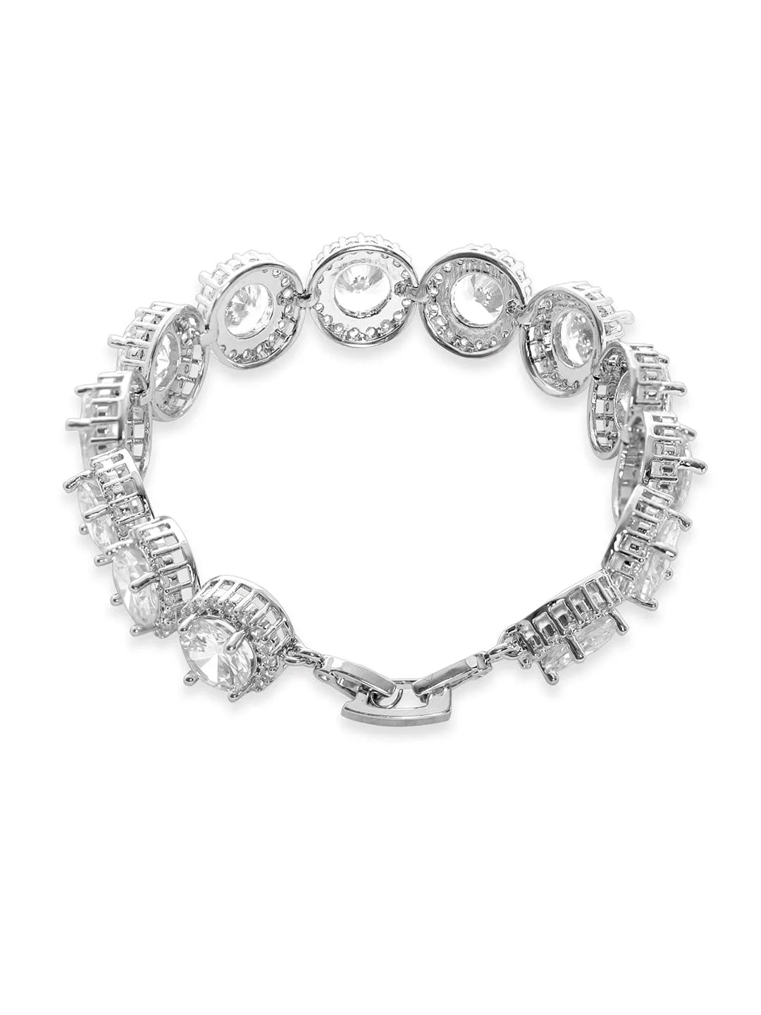 Rubans Voguish Rhodium-Plated Brilliant Cut Zirconia Studded Dazzling Bracelet