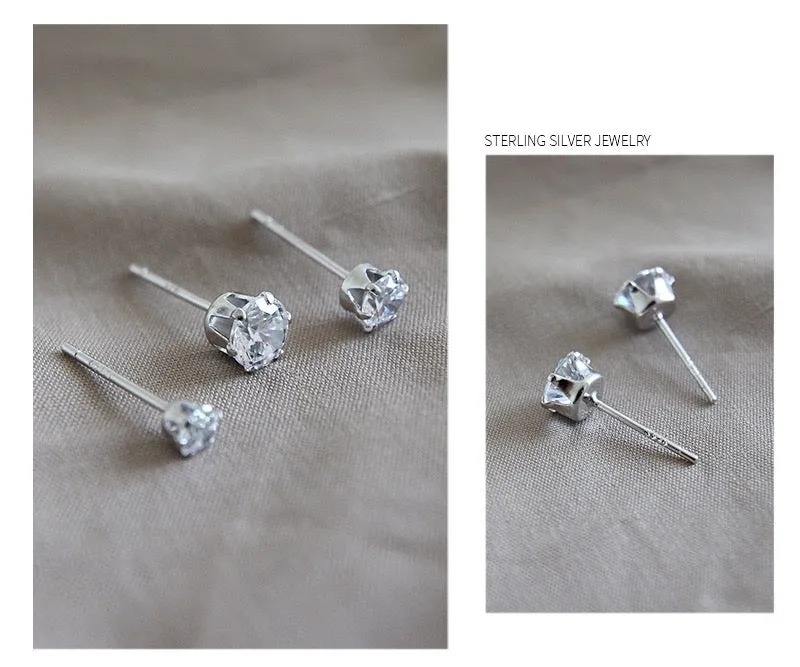 S925 Sterling Silver Minimalist Zircon Stud Earring