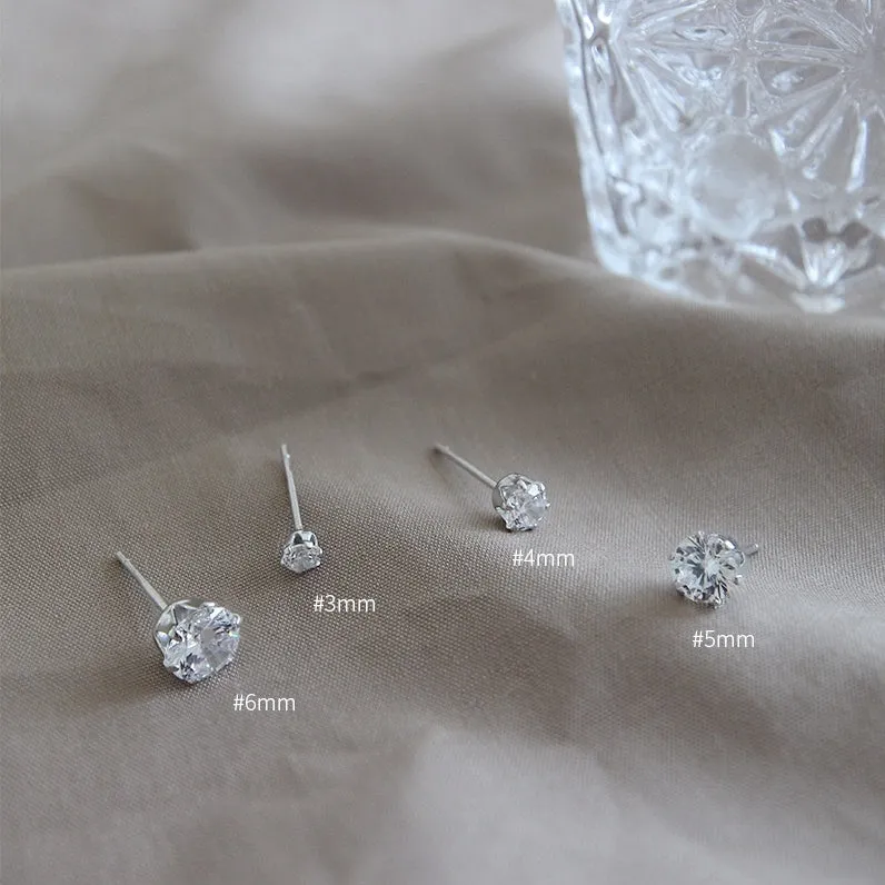 S925 Sterling Silver Minimalist Zircon Stud Earring