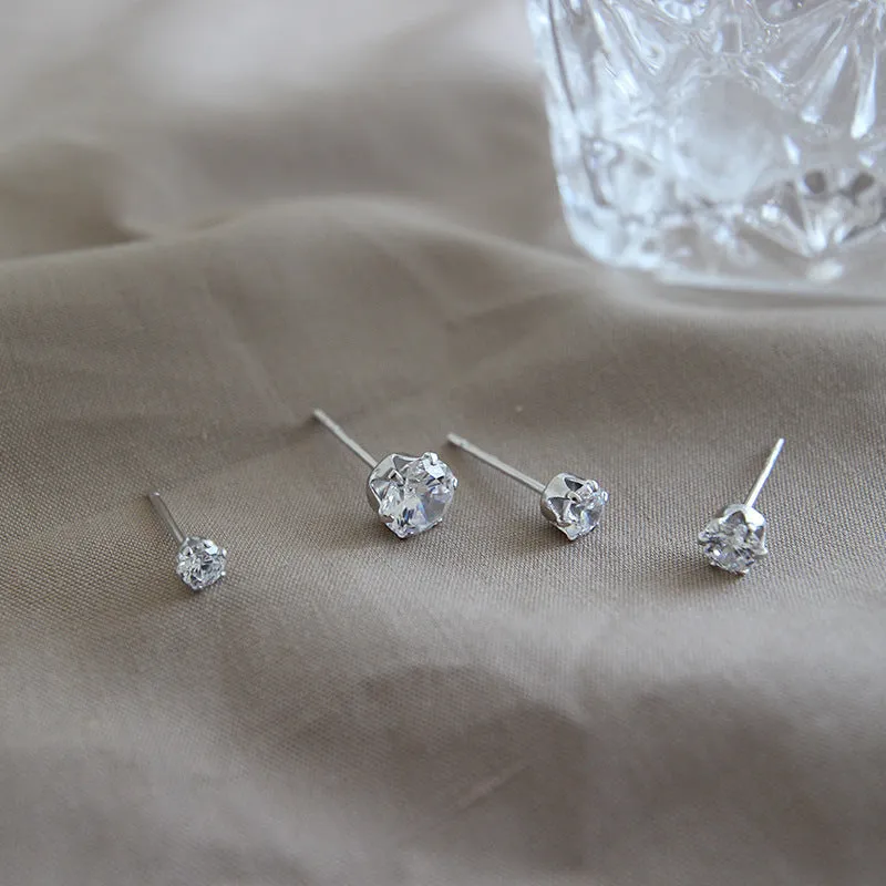 S925 Sterling Silver Minimalist Zircon Stud Earring