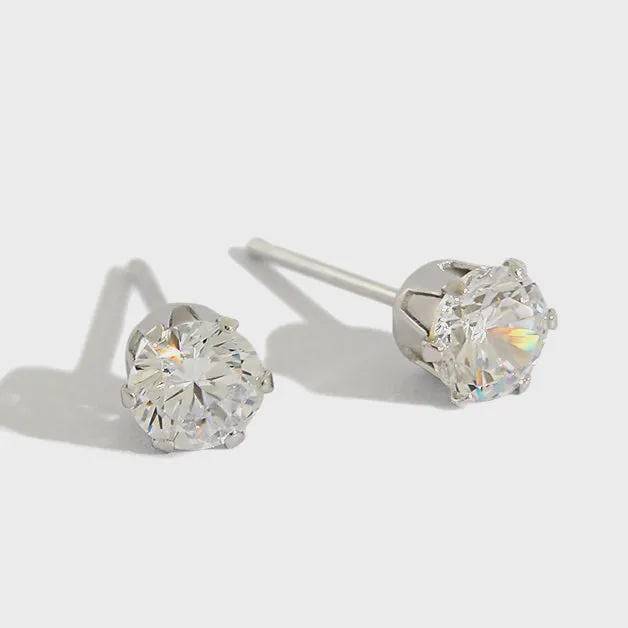 S925 Sterling Silver Minimalist Zircon Stud Earring