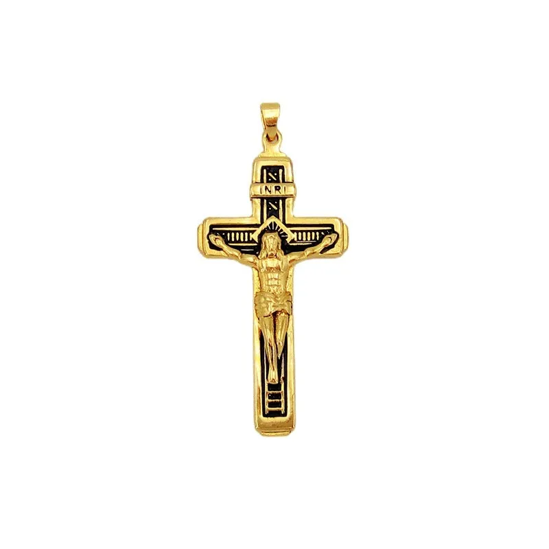 Sand Gold Epoxy Jesus Cross Pendant