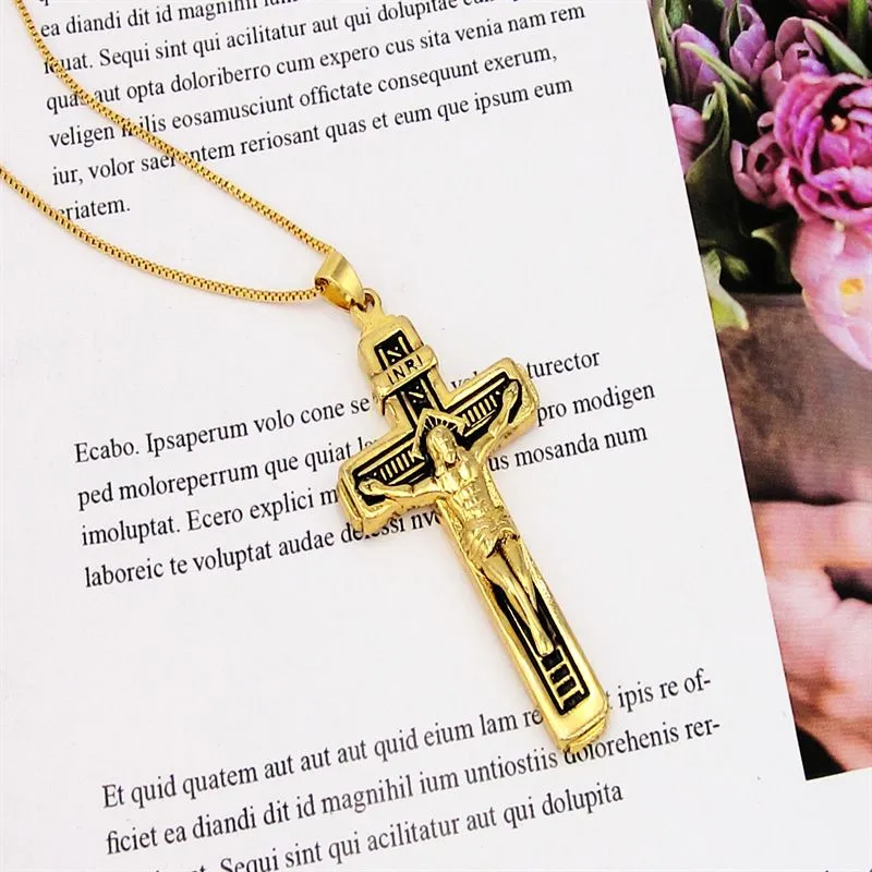 Sand Gold Epoxy Jesus Cross Pendant