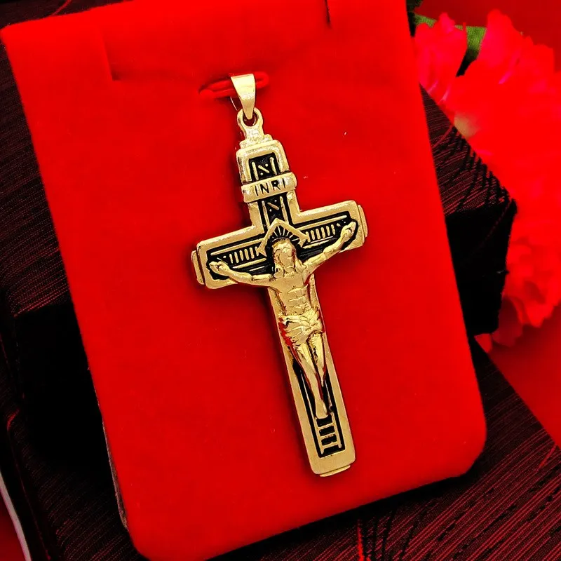 Sand Gold Epoxy Jesus Cross Pendant