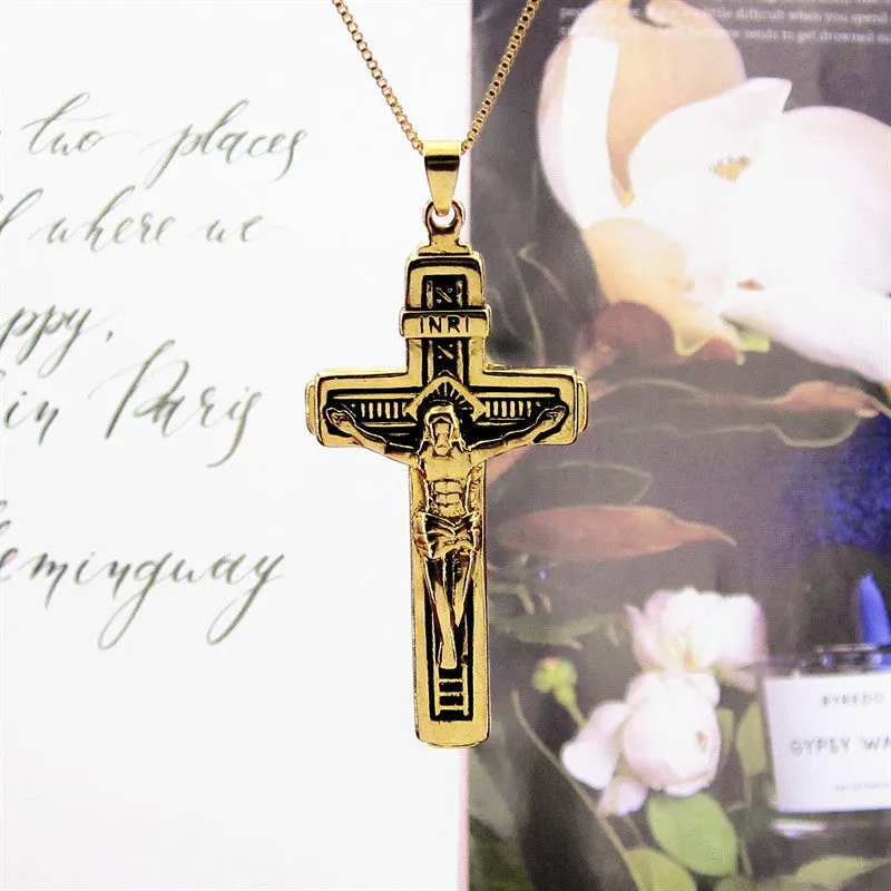 Sand Gold Epoxy Jesus Cross Pendant