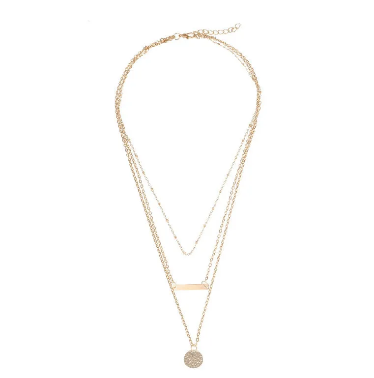 Simple And Simple Metal Multi-Layer Geometric Disc Pendant