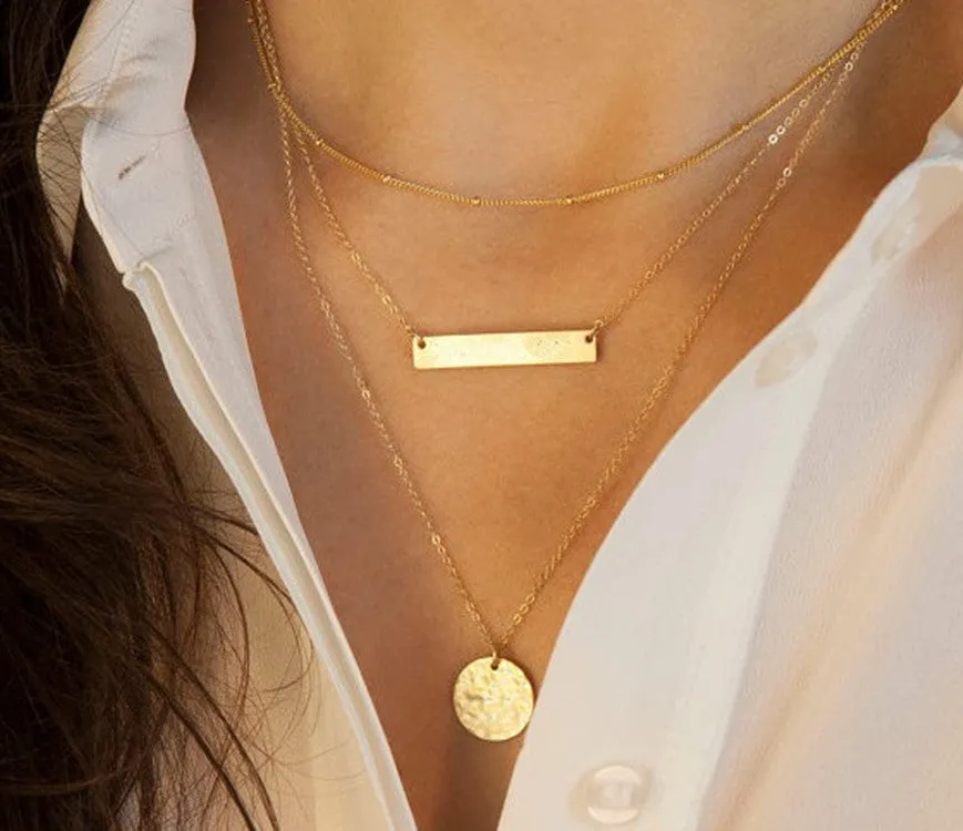 Simple And Simple Metal Multi-Layer Geometric Disc Pendant