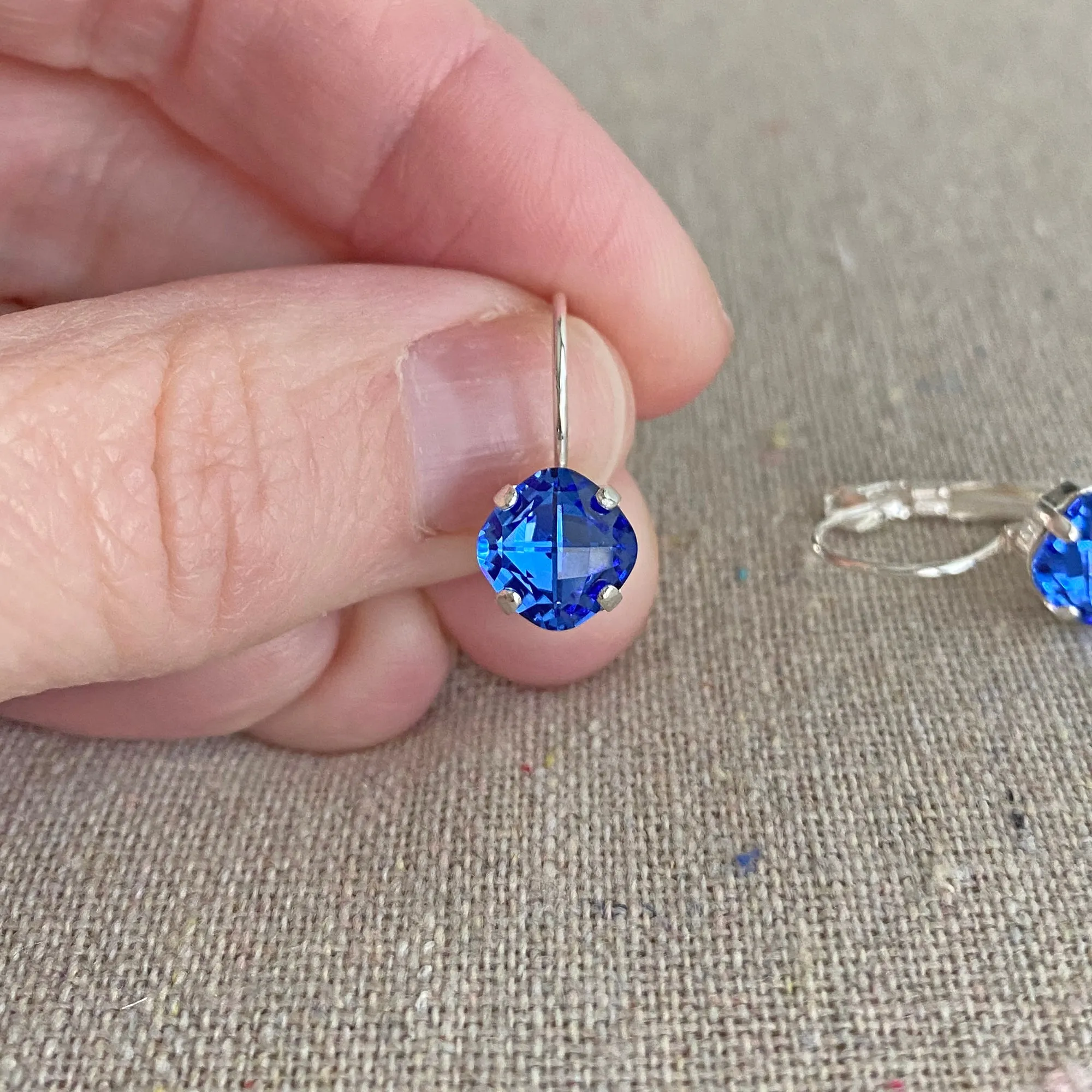 Small Cushion Leverback Earrings