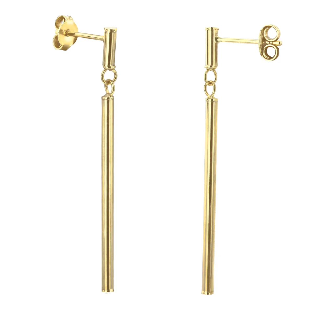 Soleil Collection Bar Drop Earrings | 9K Solid Yellow Gold