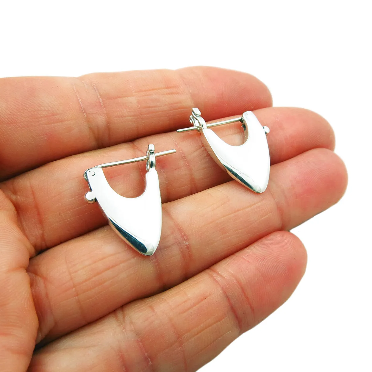 Solid 925 Silver Triangle Earrings