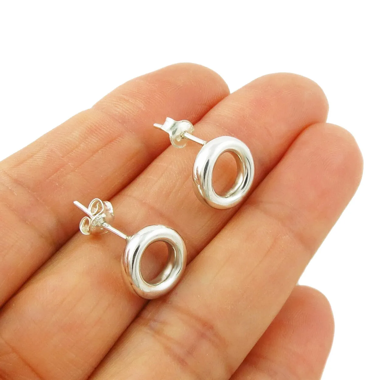 Sterling Silver Small Circle Earrings