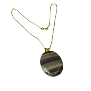 Stripe Brown Gemstone Pendant Necklace