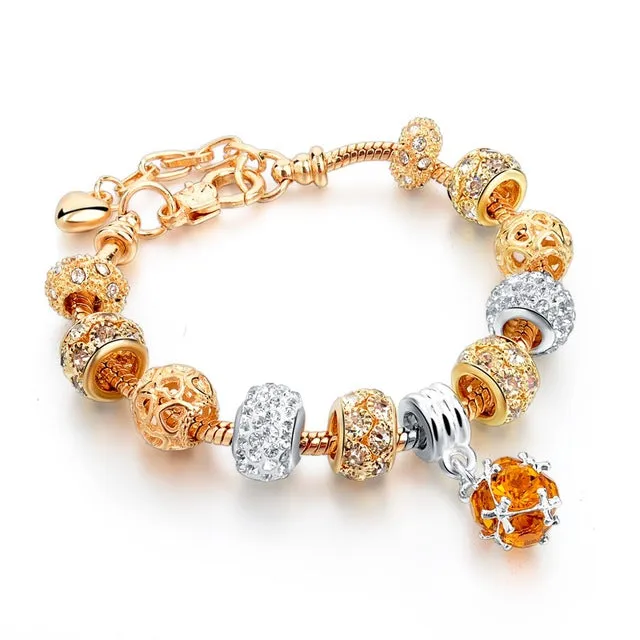 Szelam Luxury Crystal Heart Charm Bracelets & Bangles Gold Bracelets For Women Jewellery Pulseira Feminina Sbr160056