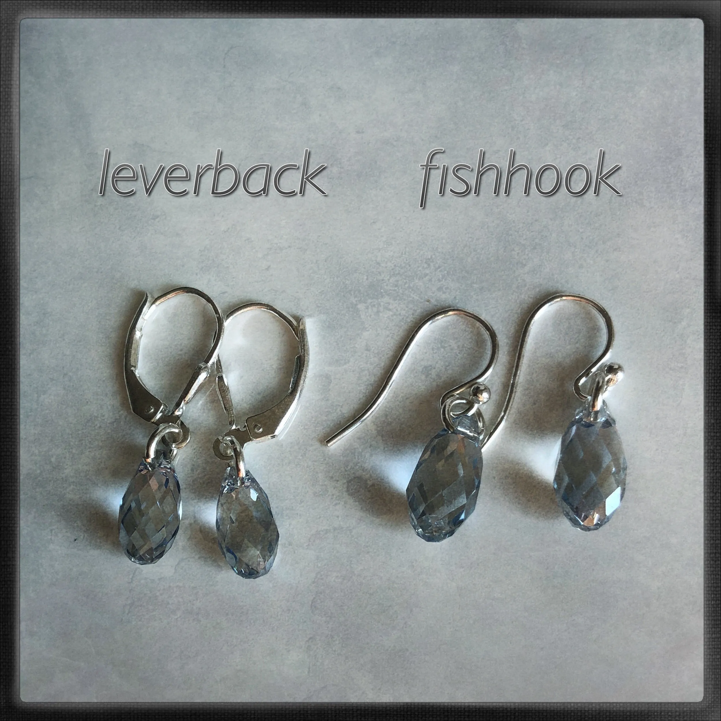 teardrop earrings - silver night