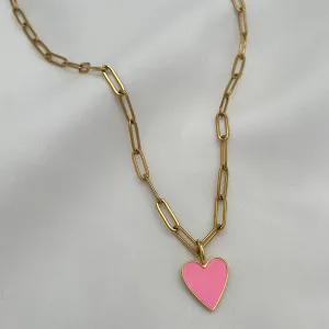 The Barbie Edit Pink Enamel Heart Necklace