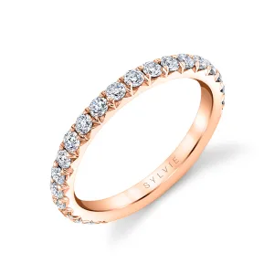 Thick Pave Wedding Band - Malencia 18k Gold Rose