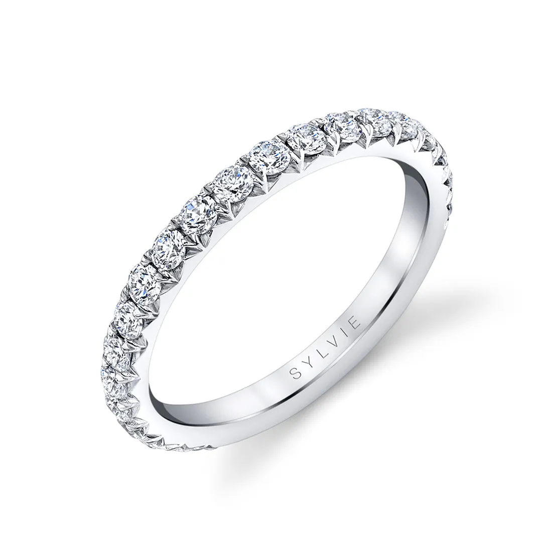 Thick Pave Wedding Band - Malencia 18k Gold White