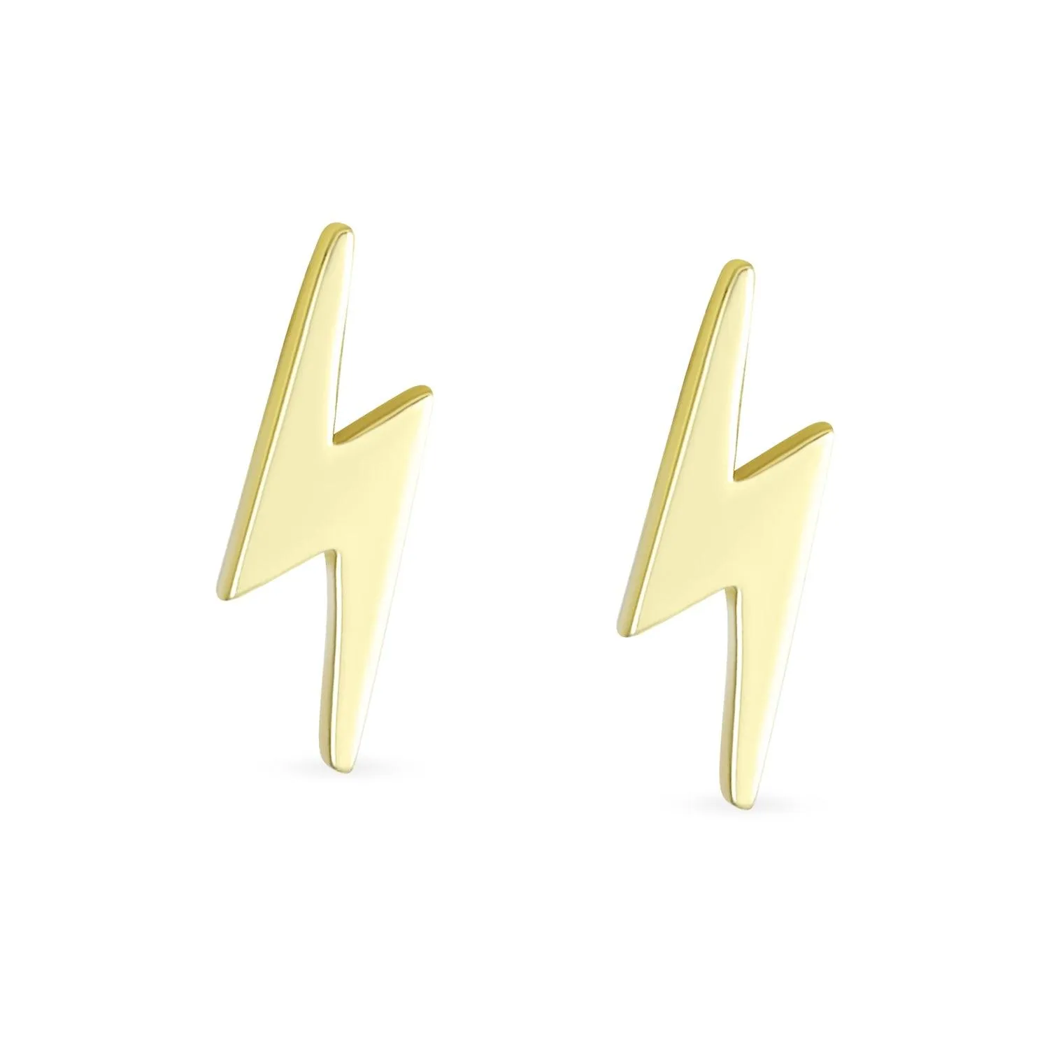 Tiny 14K Gold Lightning Bolt Stud Earrings for Cartilage and Ear Lobe Piercing