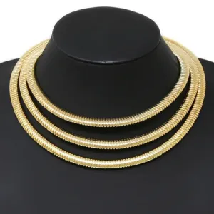 Triple Strand Layered Gold Necklace