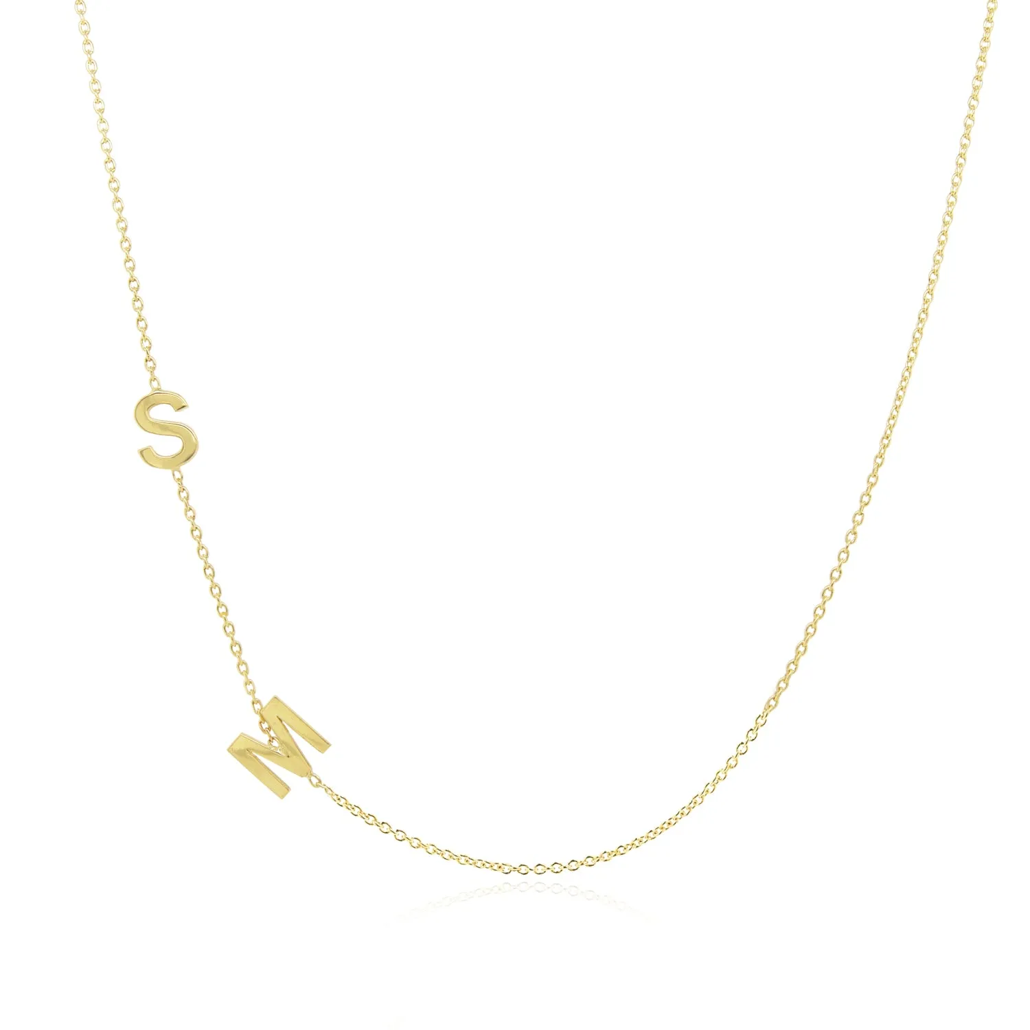 Two Letter Asymmetrical Initial Necklace