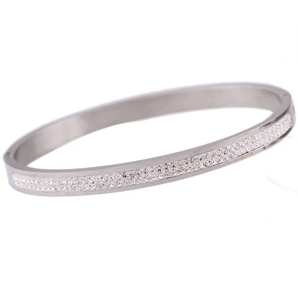 Two Row crystal rhinestone pave stainless steel love bracelets & bangles for women