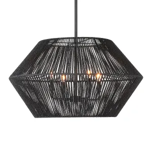 Uttermost Suva 4 Light Black Rope Pendant